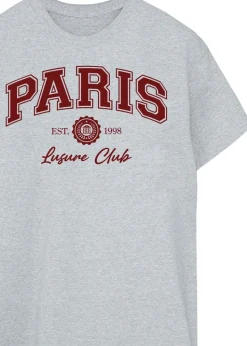 Brands In Paris Leisure Club Grey Boyfriend Fit Graphic T-Shirt