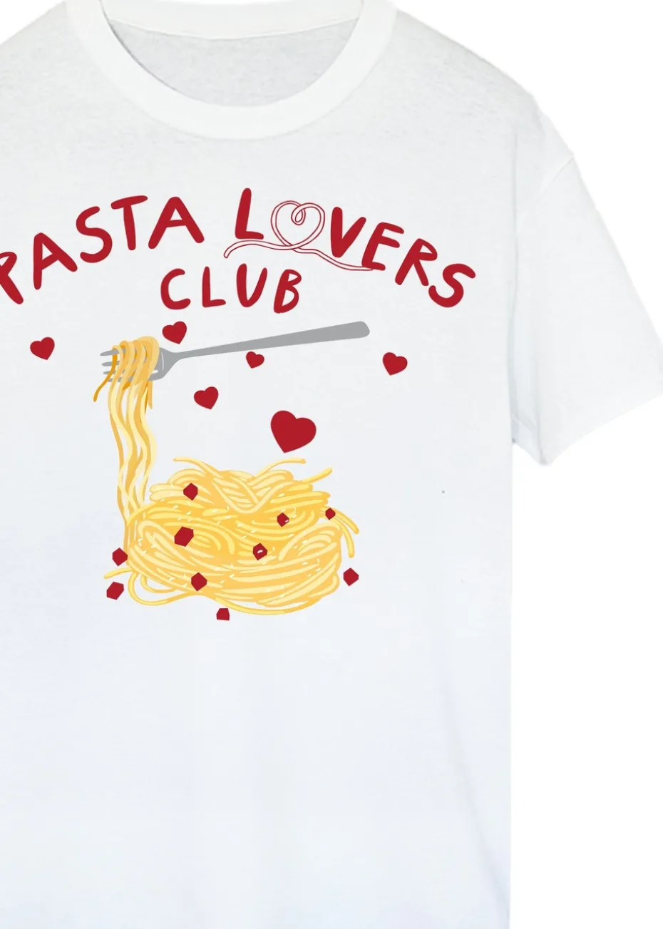 Brands In Pasta Lovers Club White Boyfriend Fit Graphic T-Shirt
