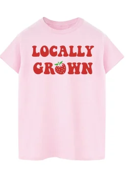 Brands In Strawberry Locally Grown Pink Boyfriend Fit Graphic T-Shirt