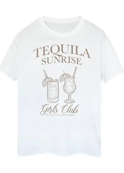 Brands In Tequila Sunrise Girls Club White Boyfriend Fit Graphic T-Shirt