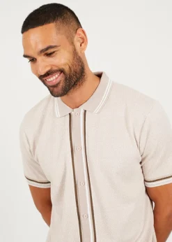 Brave Soul Beige Knitted Short Sleeve Shirt