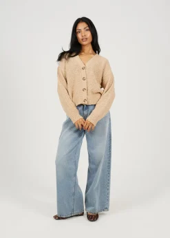 Brave Soul Beige Textured Knit Cardigan