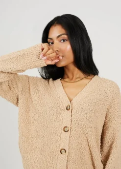 Brave Soul Beige Textured Knit Cardigan