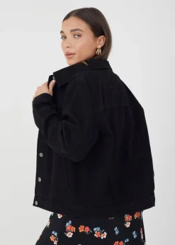 Brave Soul Black Blooms Western Style Denim Jacket