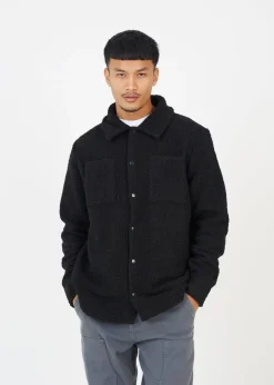 Brave Soul Black Borg Lined Teddy Fleece Long Sleeve Shirt