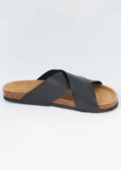 Brave Soul Black Crossover Strap Sandals