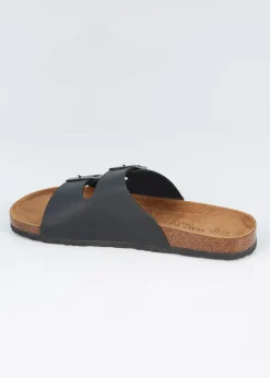 Brave Soul Black Faux Leather Cork Sandal