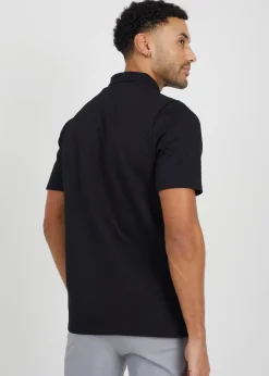 Brave Soul Black Jaquard Knit Polo Shirt