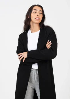 Brave Soul Black Knitted Dropped Shoulder Maxi Cardigan