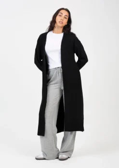 Brave Soul Black Knitted Dropped Shoulder Maxi Cardigan