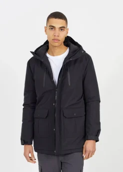 Brave Soul Black Lightly Padded Hooded Mac Jacket
