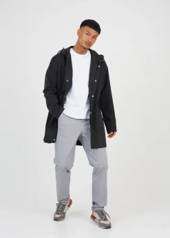 Brave Soul Black Microfibre Parka Jacket