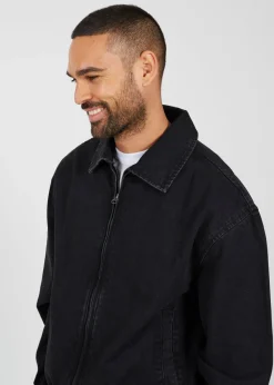 Brave Soul Black Oversized Denim Bomber Jacket