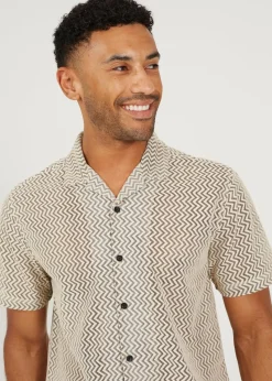 Brave Soul Black Revere Collar Short Sleeve Shirt