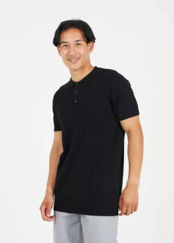 Brave Soul Black Short Sleeve Knitted Polo Shirt