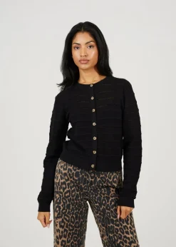 Brave Soul Black Stitch Detail Crew Neck Cardigan