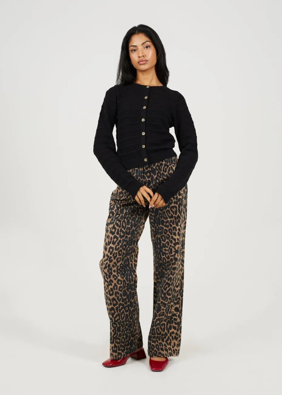 Brave Soul Black Stitch Detail Crew Neck Cardigan