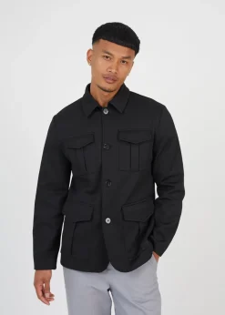 Brave Soul Black Twill Button Through Jacket