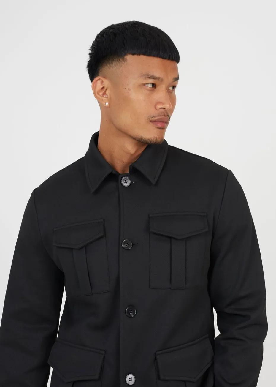 Brave Soul Black Twill Button Through Jacket