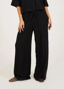 Brave Soul Black Wide Leg Jersey Trousers