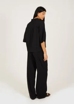 Brave Soul Black Wide Leg Jersey Trousers