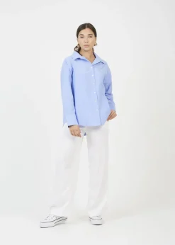 Brave Soul Blue Cotton Blend Relaxed Long Sleeve Shirt