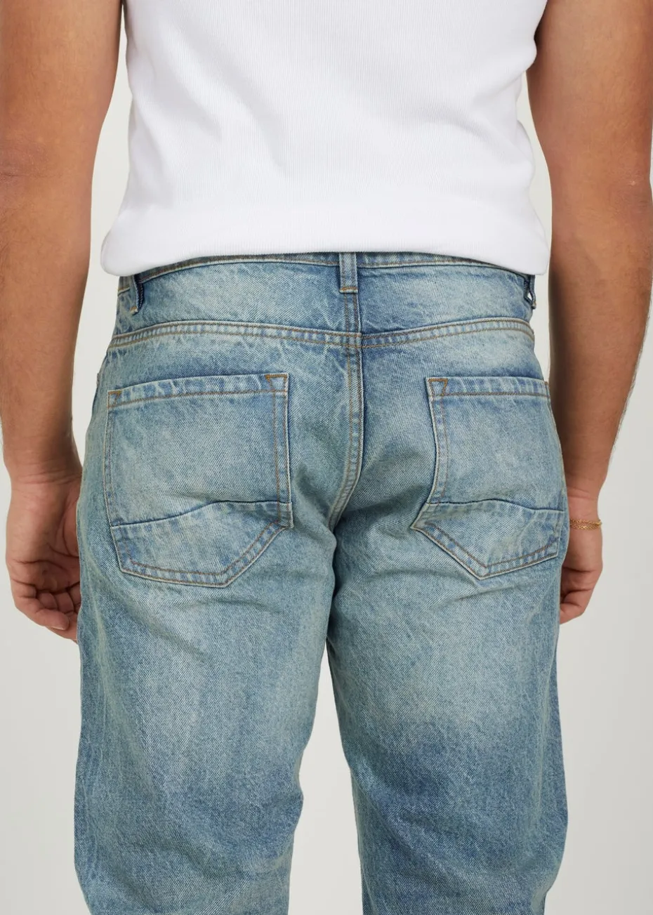 Brave Soul Blue Cotton Loose Fit Denim Jeans