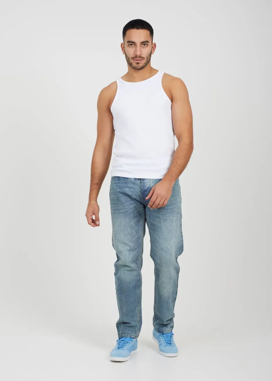 Brave Soul Blue Cotton Loose Fit Denim Jeans