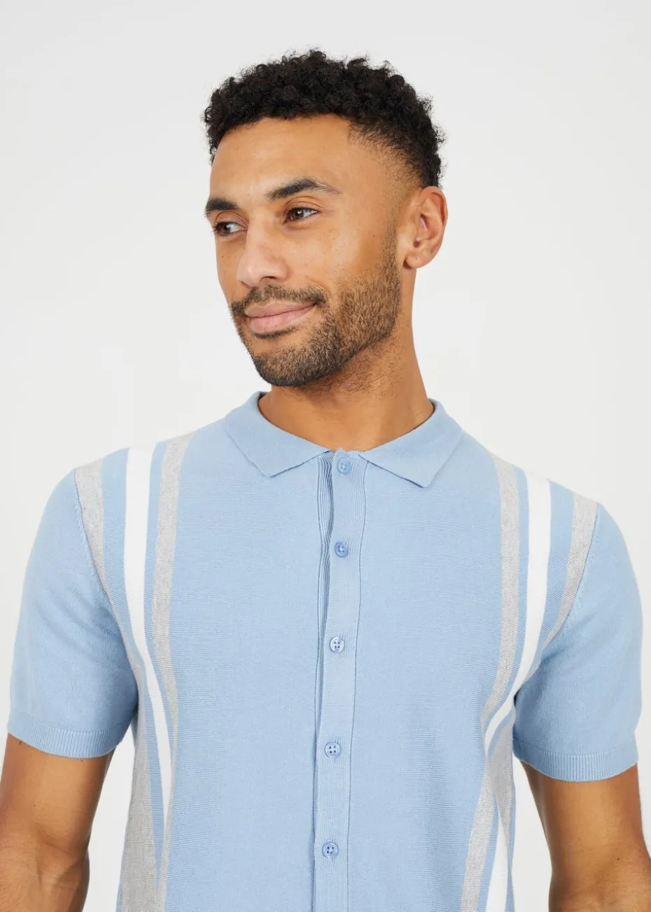 Brave Soul Blue Knitted Short Sleeve Shirt