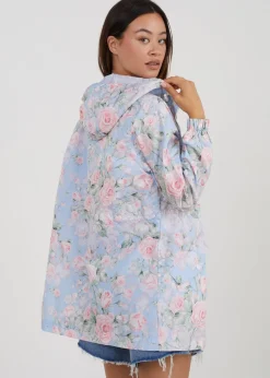 Brave Soul Blue Lightweight Showerproof Hooded Mac