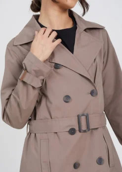 Brave Soul Brown Double-Breasted Longline Trench Coat
