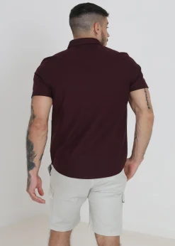 Brave Soul Burgundy Cotton Oxford Short Sleeve Shirt