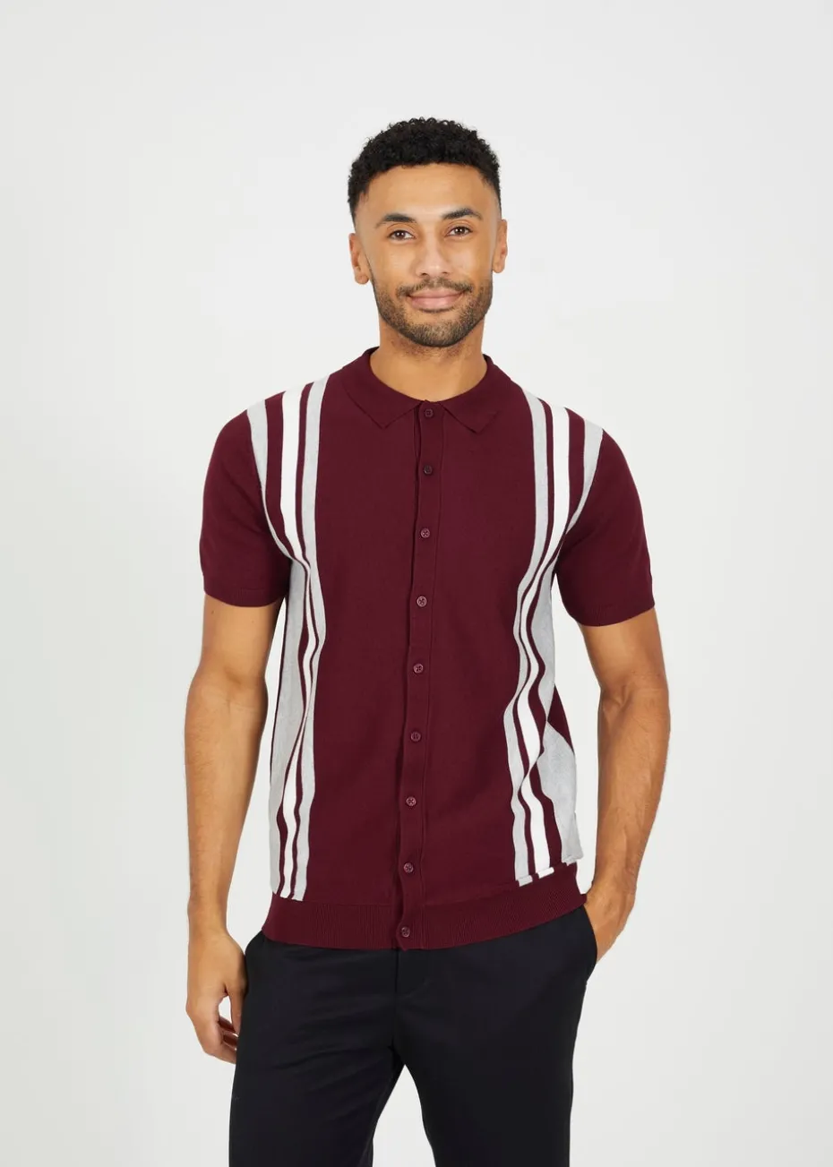 Brave Soul Burgundy Knitted Short Sleeve Shirt