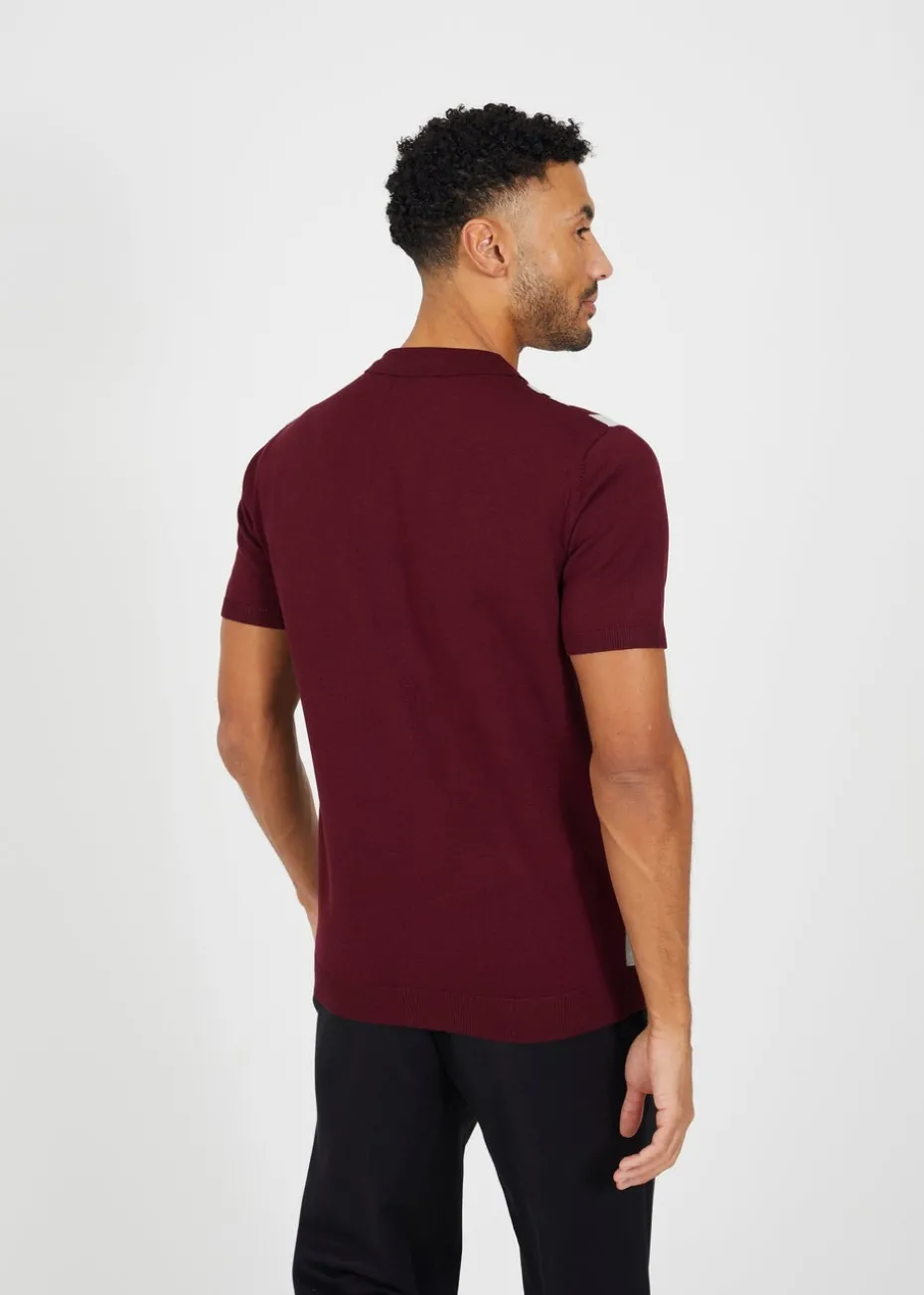 Brave Soul Burgundy Knitted Short Sleeve Shirt