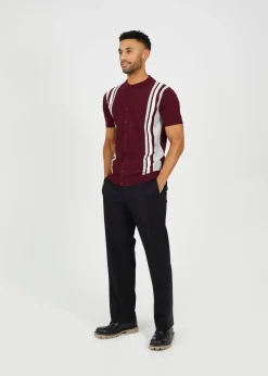 Brave Soul Burgundy Knitted Short Sleeve Shirt