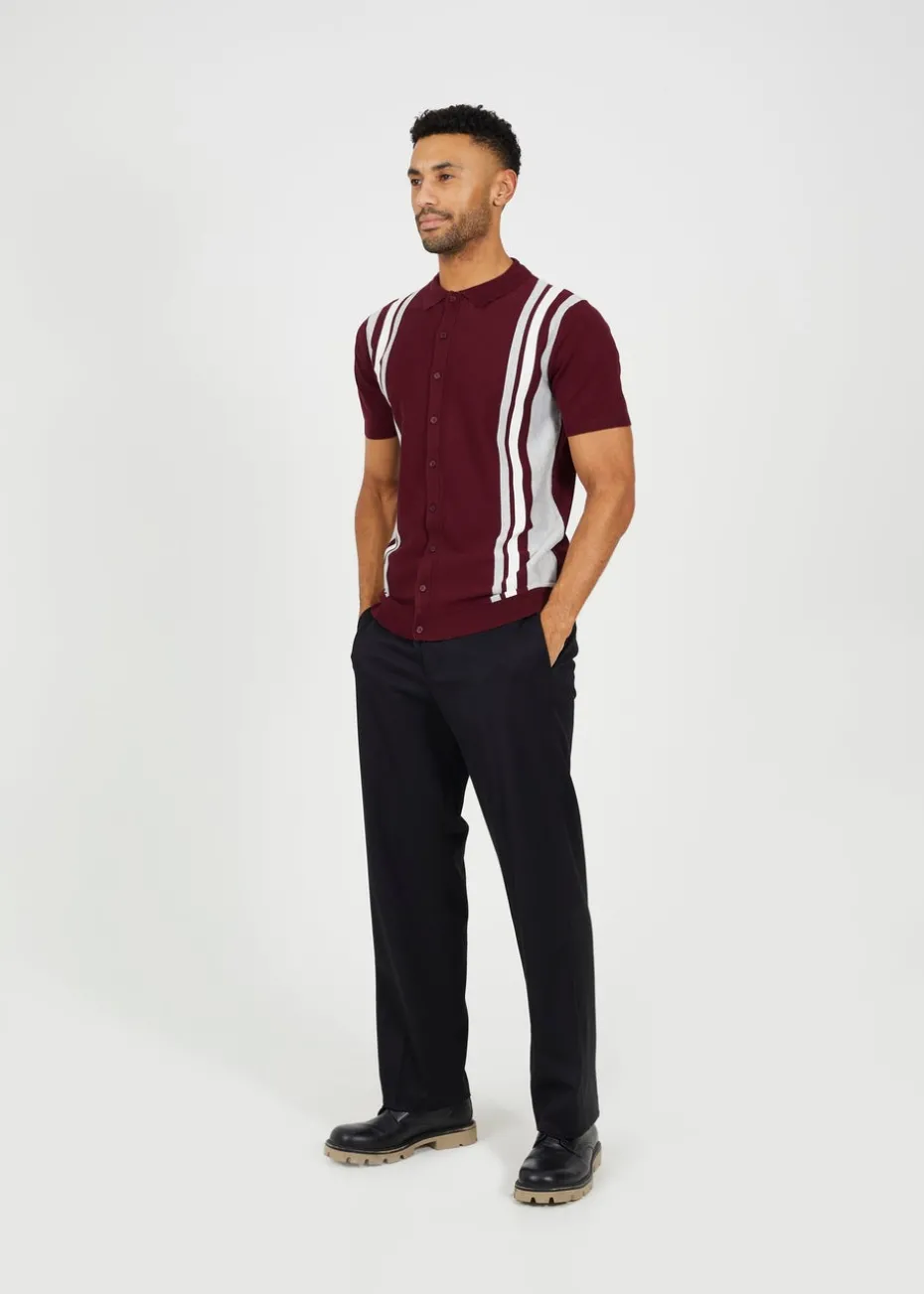 Brave Soul Burgundy Knitted Short Sleeve Shirt
