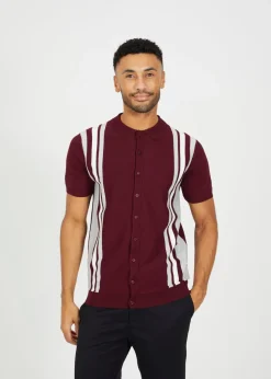 Brave Soul Burgundy Knitted Short Sleeve Shirt