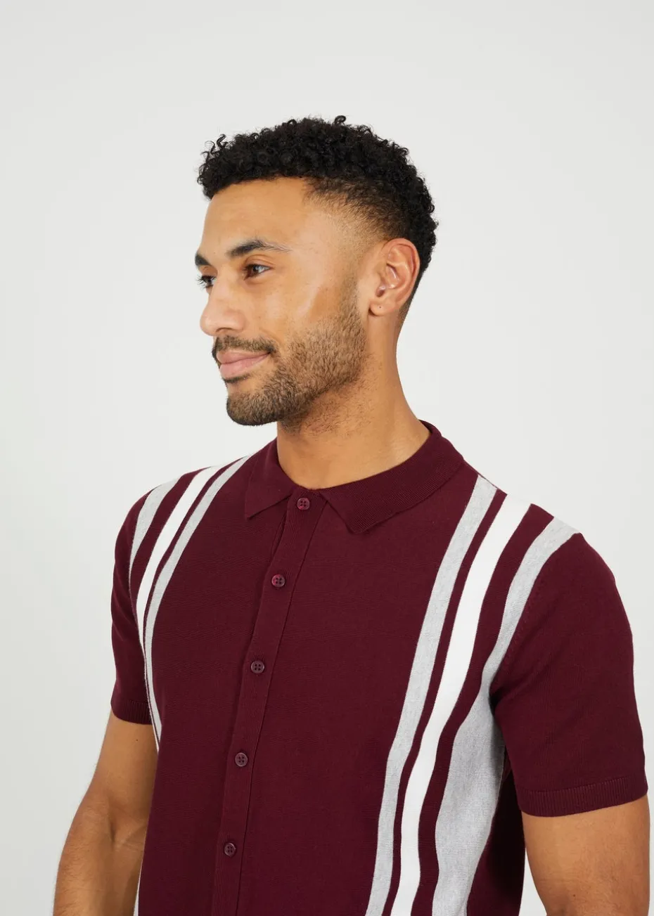 Brave Soul Burgundy Knitted Short Sleeve Shirt