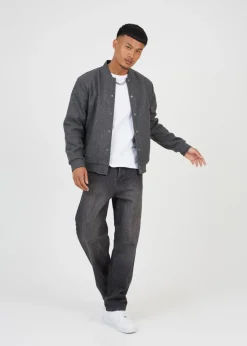 Brave Soul Charcoal Bomber Style Jacket