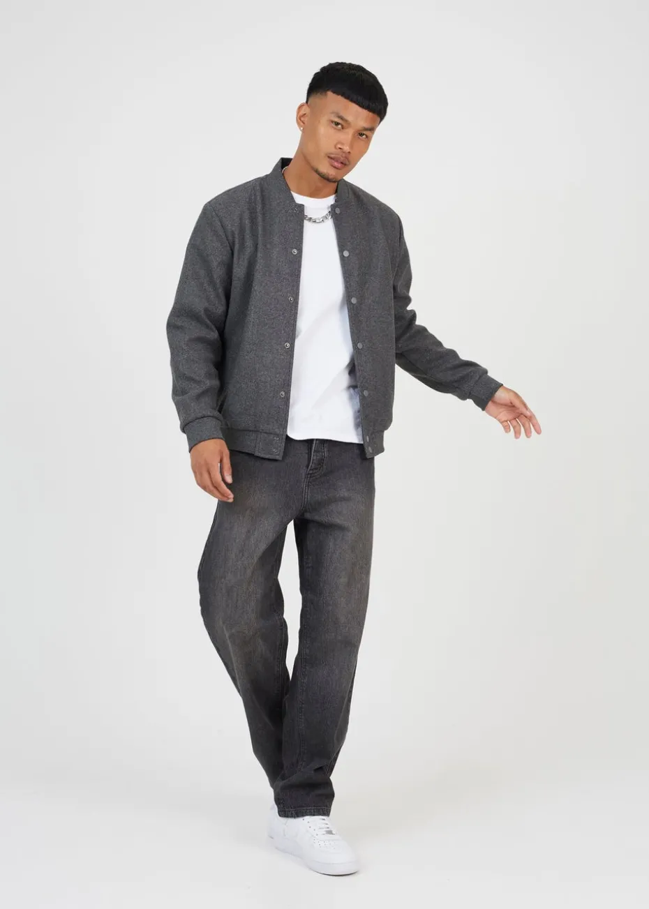 Brave Soul Charcoal Bomber Style Jacket
