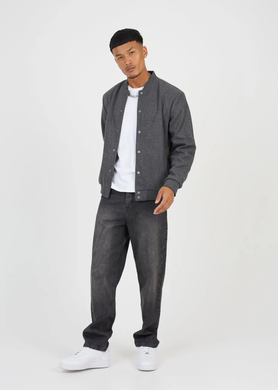 Brave Soul Charcoal Bomber Style Jacket