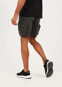 Brave Soul Charcoal Cotton Twill Cargo Shorts