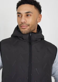 Brave Soul Charcoal Heat Seal Padded Hooded Gilet