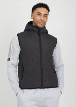 Brave Soul Charcoal Heat Seal Padded Hooded Gilet
