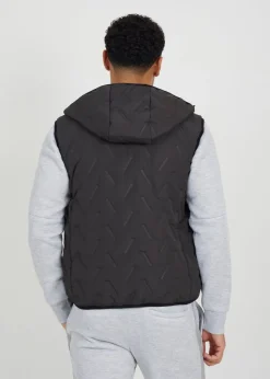 Brave Soul Charcoal Heat Seal Padded Hooded Gilet