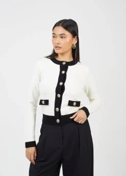 Brave Soul Cream Classic Round Neck Cardigan