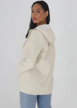 Brave Soul Cream Hooded Rain Mac