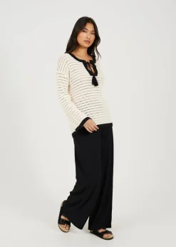 Brave Soul Cream Loose Knit V Neck Jumper