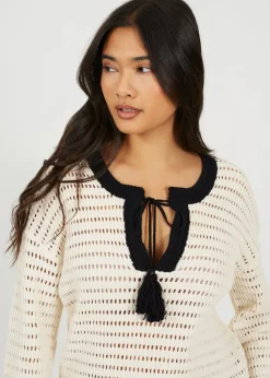 Brave Soul Cream Loose Knit V Neck Jumper
