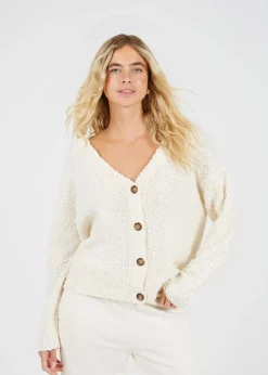 Brave Soul Cream Textured Knit Cardigan